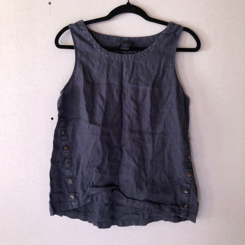 Rachel Roy Pure Linen Sleeveless Button-Side Top